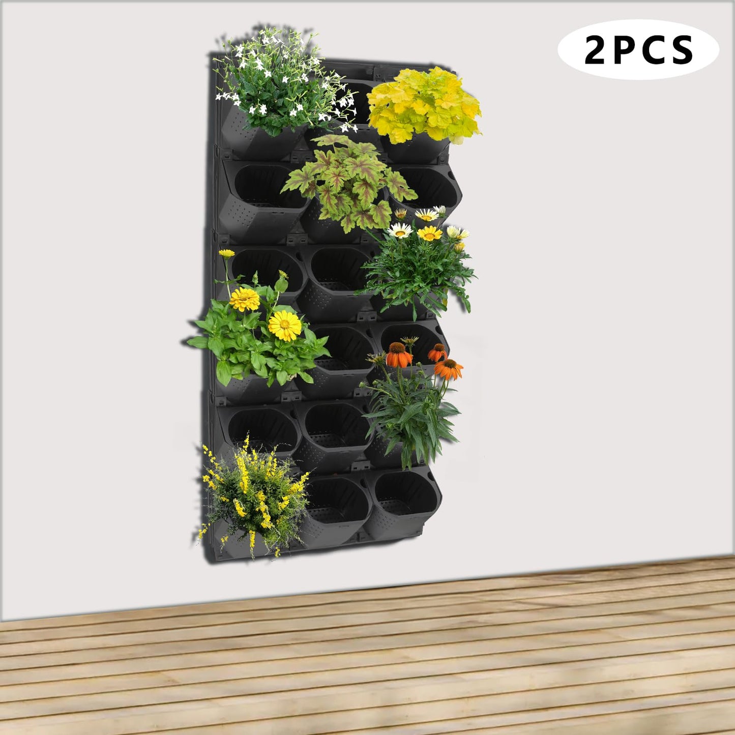 QIUTMER 36-Pot Wall Mounted Vertical Garden Planter 10.56fl oz Water-Storage Layer with Drainage/Vent Holes, Indoor Outdoor for Flowers Herbs Vegetables