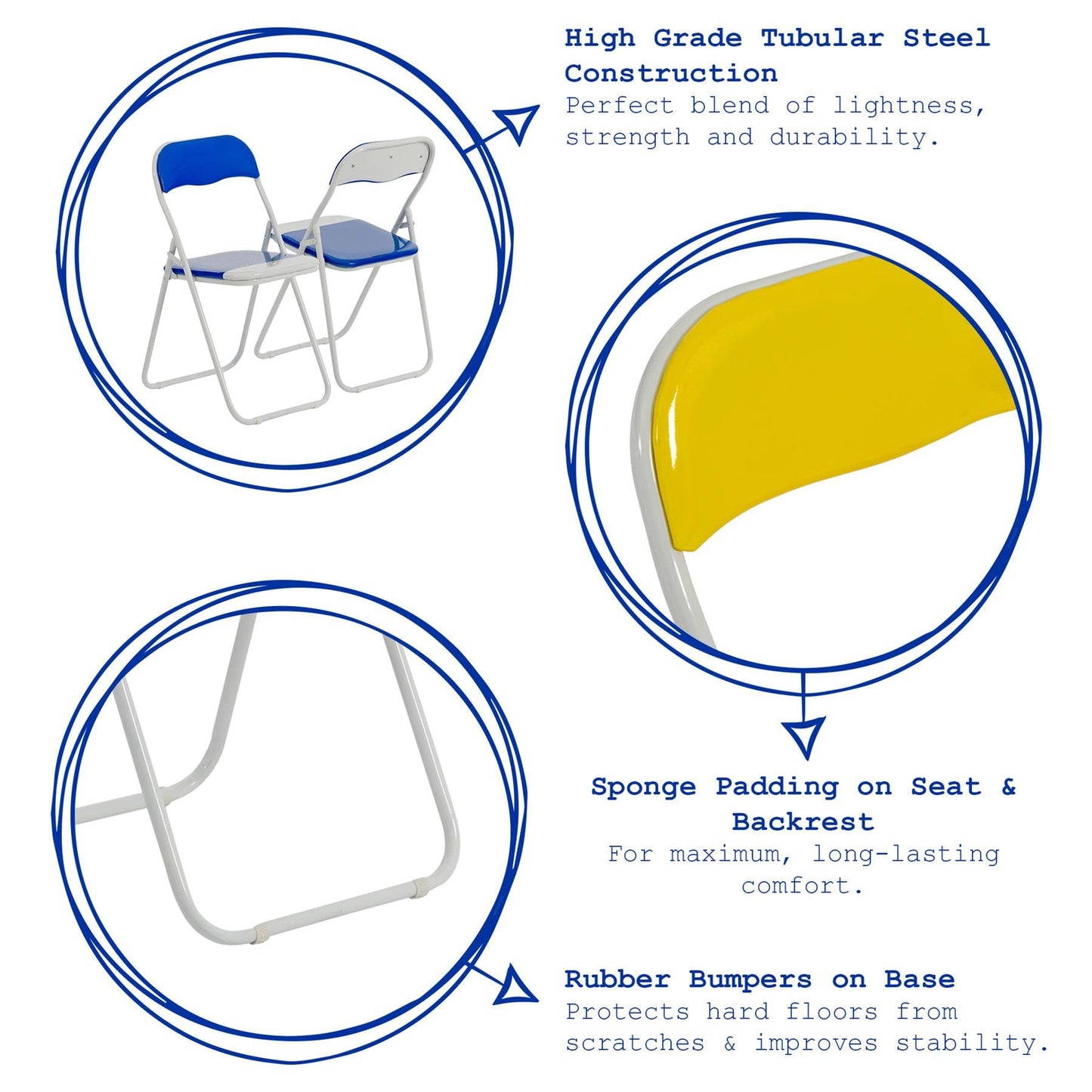 Harbour Housewares Padded Folding Chair - Solid Grey - Pack of 1 - Easy Store Metal Frame Foldable Desk Chair for Office, Dining, Kitchen