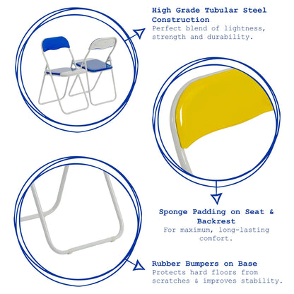 Harbour Housewares Padded Folding Chair - Solid Grey - Pack of 1 - Easy Store Metal Frame Foldable Desk Chair for Office, Dining, Kitchen