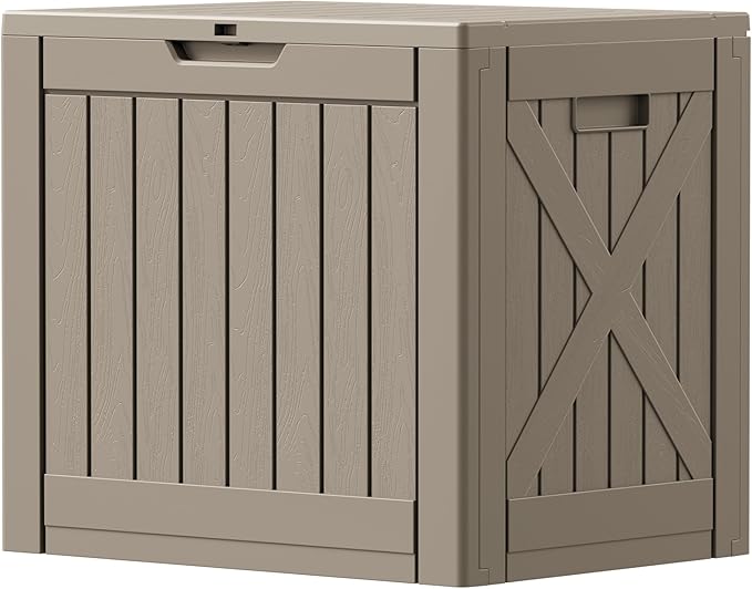 Patiowell 43 Gallon Resin Deck Box, Outdoor Storage Box for Patio Furniture, Deliveries, Pool Supplies,Waterproof and Lockable (Brown)