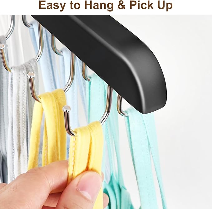 Bra Hanger for Closet, Tank Top Organizer 20 Hooks Capacity Foldable Wood Space