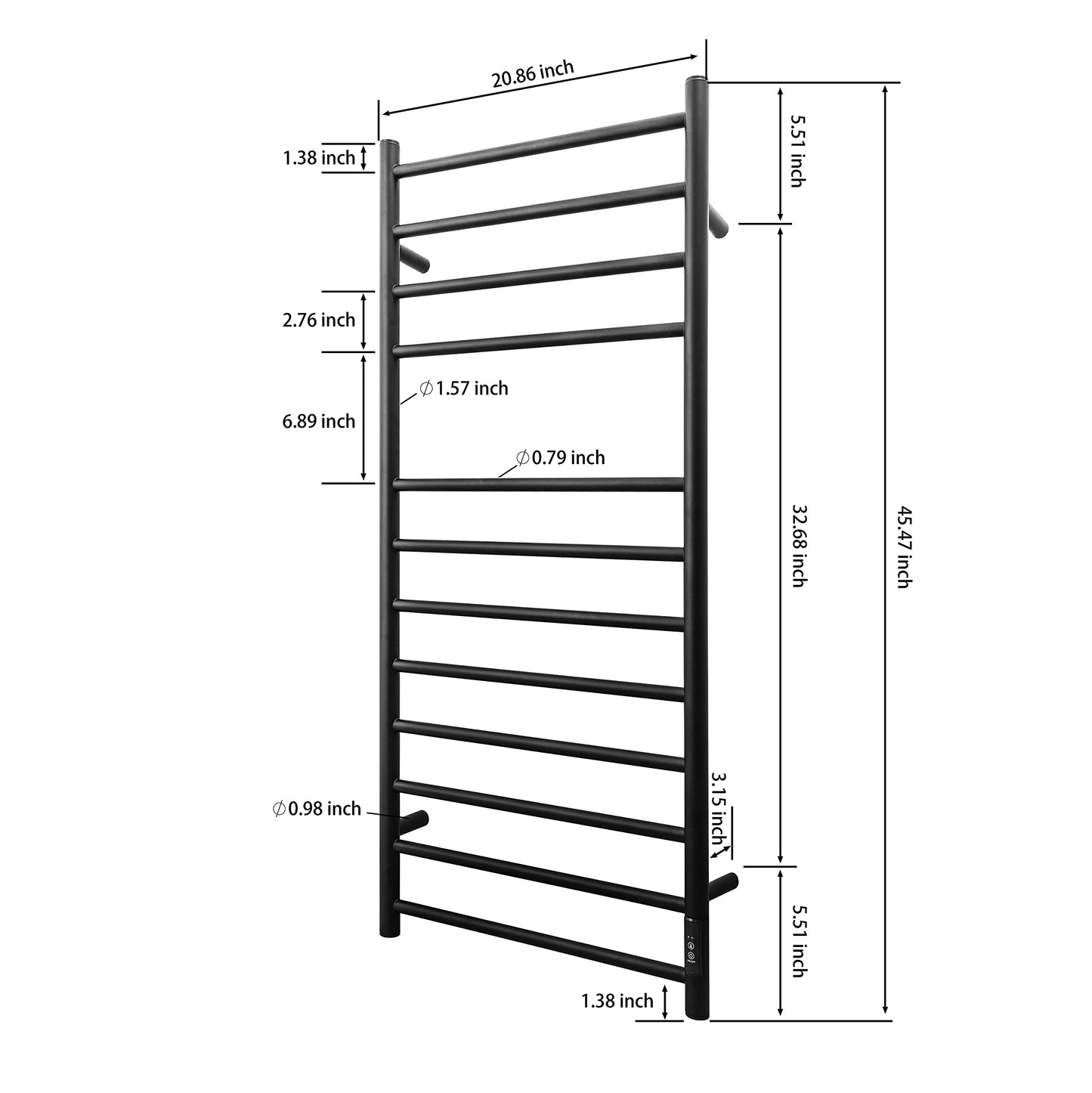 KEG Towel Warmer 8 Bars for Bathroom Freestanding or Wall Mounted Bath Towel Heater Plug-in with Built-in Timer Silver