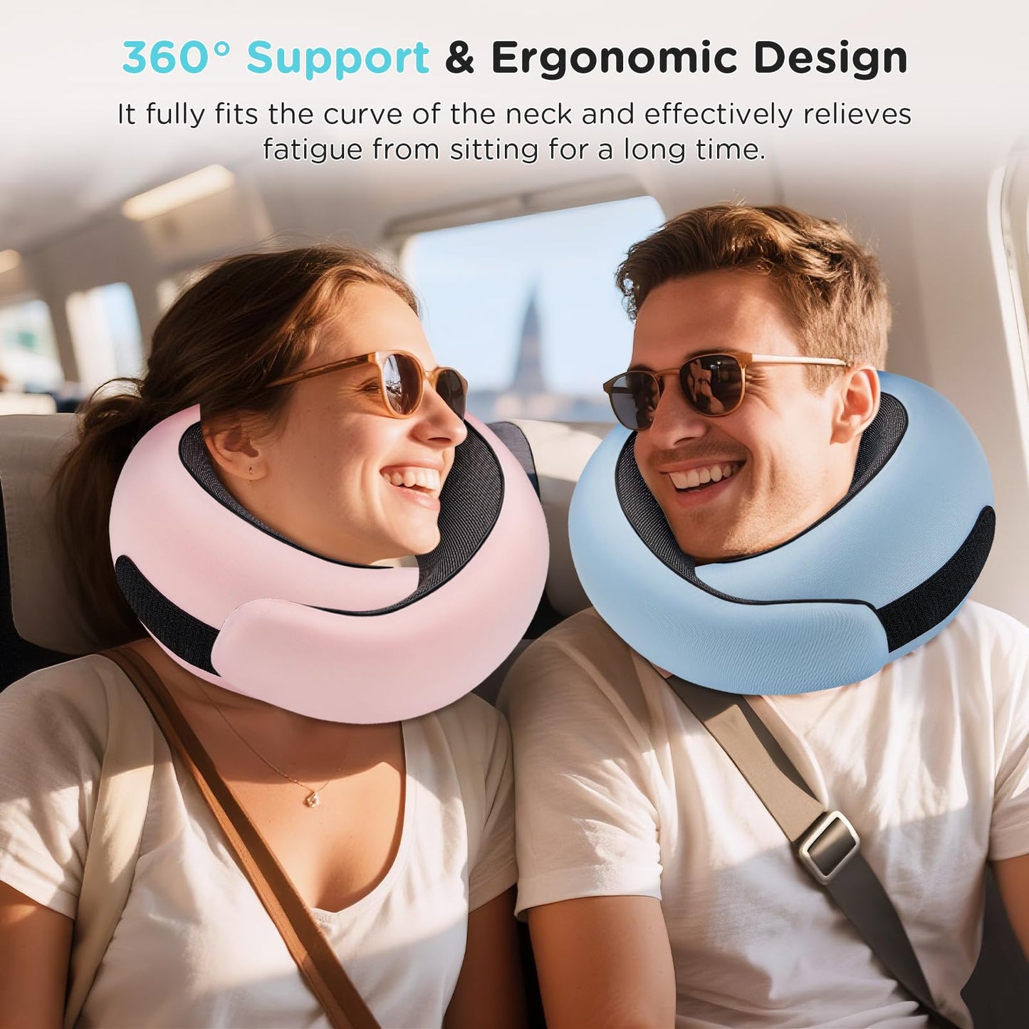 Neck Pillow Airplane,100% Pure Memory FoamTravel Neck Pillow Travel Neck Support Ergonomic &Portable Design Best for Sleeping Plane Car Train Office Flight (Small Grey)