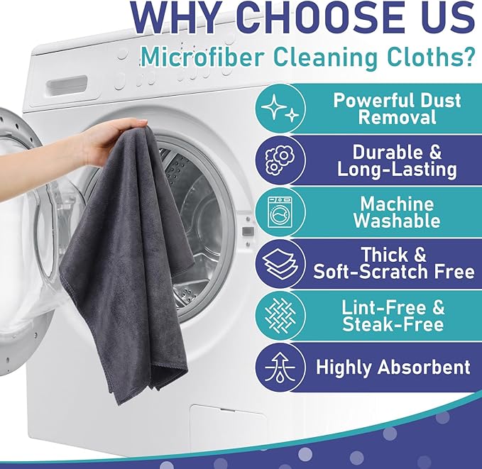 Newwiee 6 Pcs Extra Large Microfiber Cleaning Cloth 30" x 20" Washable Reusable