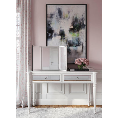 Howard Elliott Collection Tripoli Trifold Vanity Mirror 3 Way TableTop Bedrooms, Bathroom, Makeup Portable Cosmetic & Makeup Mirror with Beveled Edges Tri-fold Mirror, 31 Inch x 21 Inch