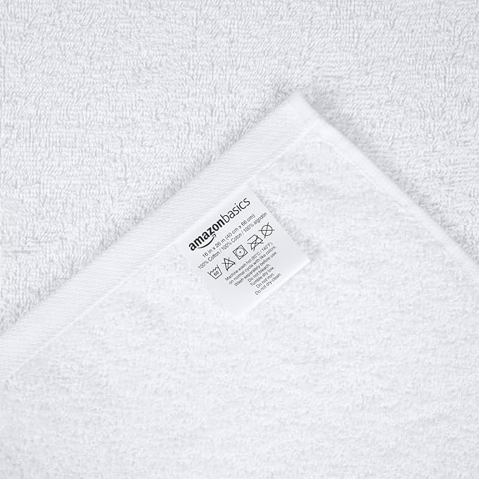 Amazon Basics Soft and Thick Cotton Hand Towels, 16 x 26 in