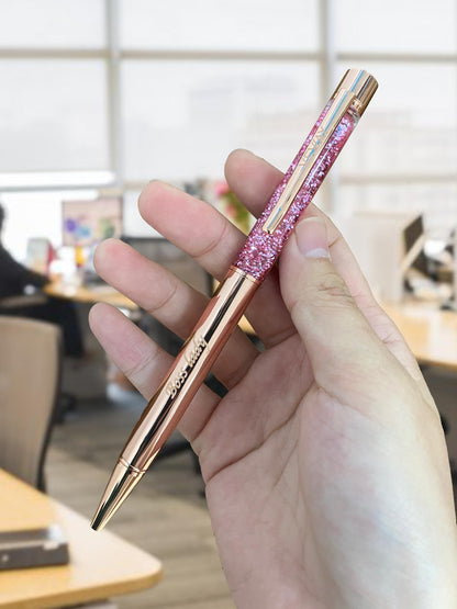 Veway - Luxury Pens for Women, 5 Glitter Rose Gold Writing Pens, Exclusive Pen Sets for Women Gift, Refillable Ballpoint Gift Set for Teachers, Executives & Special Occasions