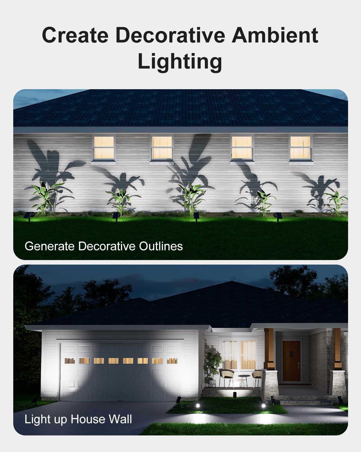 FALOVE Solar Spot Lights Outdoor Waterproof for Flag, Palm Tree, Pole, Sign, Statue, Mailbox, Bright LED Outside Landscape Flood Spotlights for Accent Uplighting Yard, Garden, House, Backyard, Patio