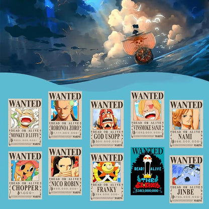 TYZZHOA 25PCS Anime [OP] Wanted Posters 30×21cm, New Bounty Edition, Straw Hat Pirates Crew Nika Luffy 3 Billion, Zoro, Sanji, [OP] Anime Gifts