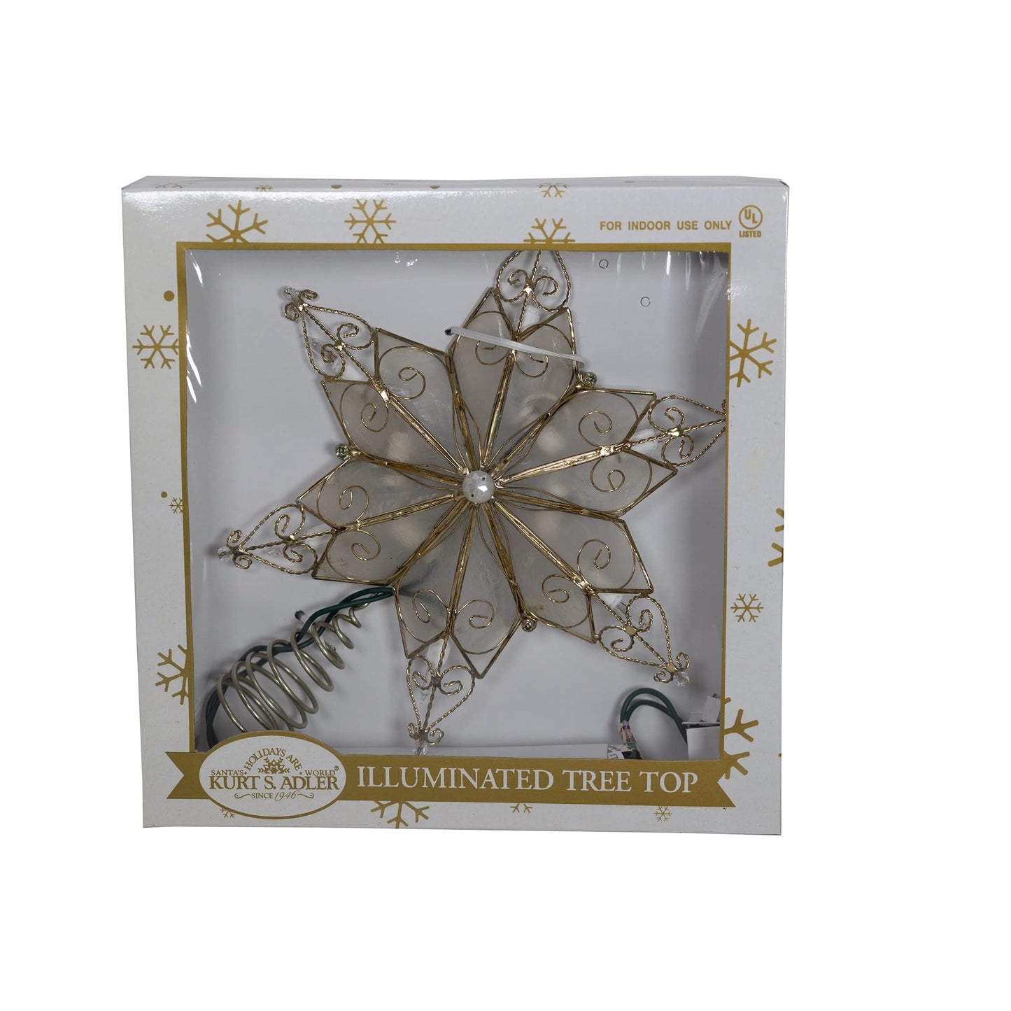 Kurt Adler UL3131 10-Light 6 Pt. Capiz Star Treetop