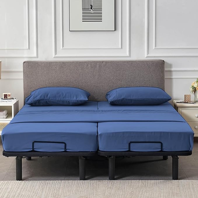 Kingnex Split Queen Sheets for Adjustable Bed Soft 1800 Microfiber 5 Pieces
