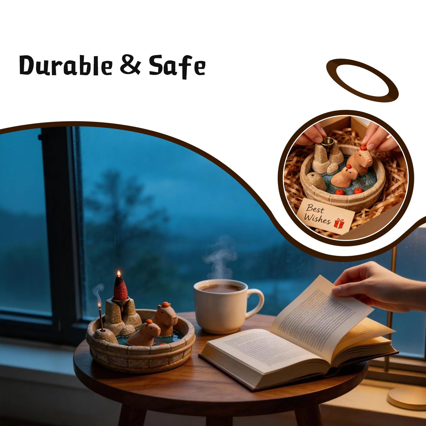 Capybara Backflow Incense Burner, Cute Ceramic Backflow Incense Holder,Perfect for Home and Office Settings, Making it an Ideal Choice for Personal use or Gifting.