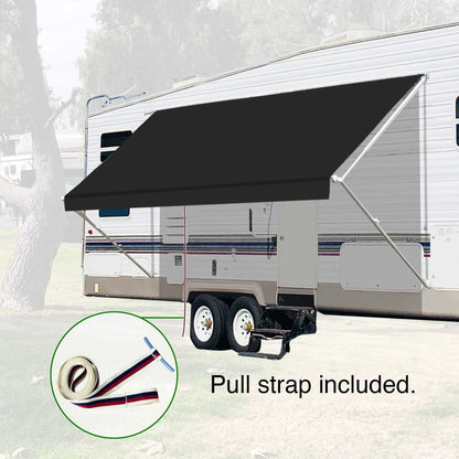 Leaveshade RV Awning Fabric Replacement Motorhome Camper Trailer Awning Fabric Super Heavy Vinyl Coated Polyester 15'3''(Fit for 16' Awning)-Solid Black