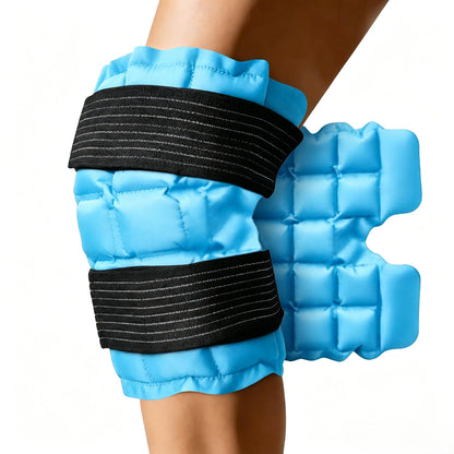 WORLD-BIO Ice Packs for Injuries Reusable, Knee Ice Pack Wrap with Straps, Gel Ice Wrap for Leg Pain Relief, Hot & Cold Compress Therap for Swelling, Arthritis, Sports Injuries, Light Blue, 1Pack