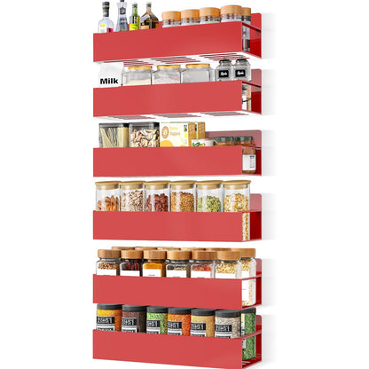 Magnetic Spice Rack Organizer for Fridge Seasoning Organizer for Kitchen storage with Screw Magnetic Shelf with Hook for Refrigerator and Oven (6pack)
