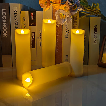 iZAN 4 Pack Flameless Battery Operated LED Pillar Candles with Remote Outdoor Waterproof Flickering Decorative Lights for Halloween Christmas Home Kitchen Décor Wedding Party Event Decorations 2”x7”