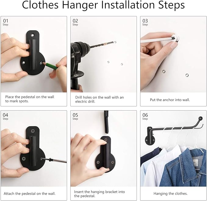 Mkono Wall Mounted Drying Rack Laundry Clothes Hanger