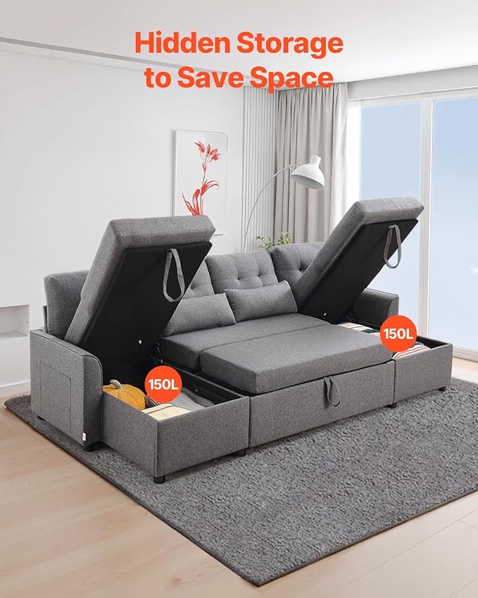 VEVOR U Shaped Sofa Bed, Convertible Sofa Bed