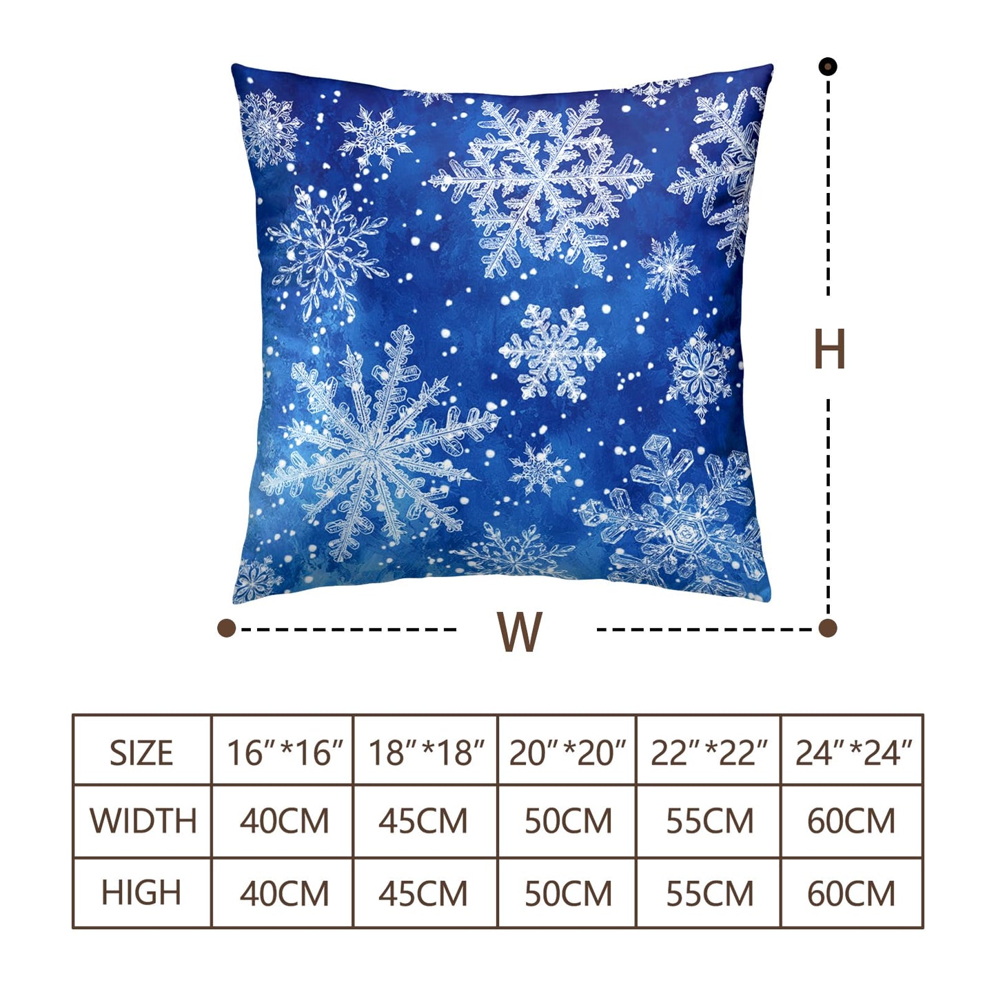 Wnoesat Winter Blue Snowflake Throw Pillow Covers 18x18 Set of 2 Merry Christmas Snowflakes Decorative Pillow Cases Xmas Holiday Outdoor Pillowcase for Farmhouse Living Room Decor