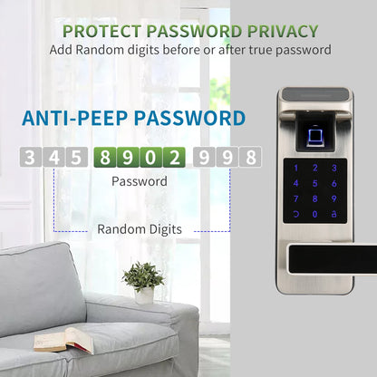 Harfo Smart Door Lock, Heavy Duty 5 in 1 Keyless Entry Door Lock, Full App Control Digital Keypad Lock, Reversible Handle with Fingerprints and Passcodes for Family/Office/Apartment (Gold)