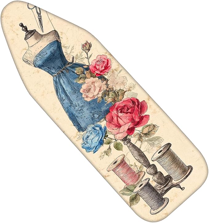 Nuxovilar Vintage Sewing Elements Ironing Board Cover& Floral Design, This