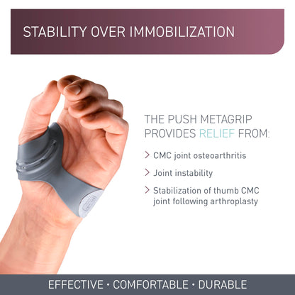 PUSH MetaGrip CMC Thumb Brace for Osteoarthritis CMC Joint Pain. Stabilizes Thumb CMC Joint Without Limiting Hand Function. (Left, Women’s X-Small)