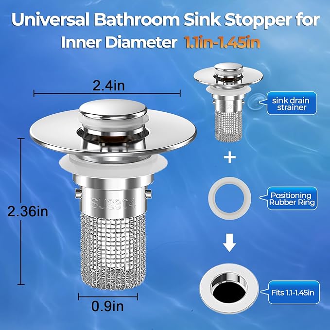 Sink Stopper Hair Catcher, Pop-up Sink Drain Strainer