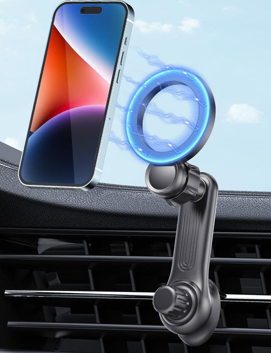 Super Magnets-Magnetic Car Phone Mount, Air Vent Phone Holder Car, Magnetic Car Mount for iPhone 16 15 14 13 13 Pro Max Plus, I-Black