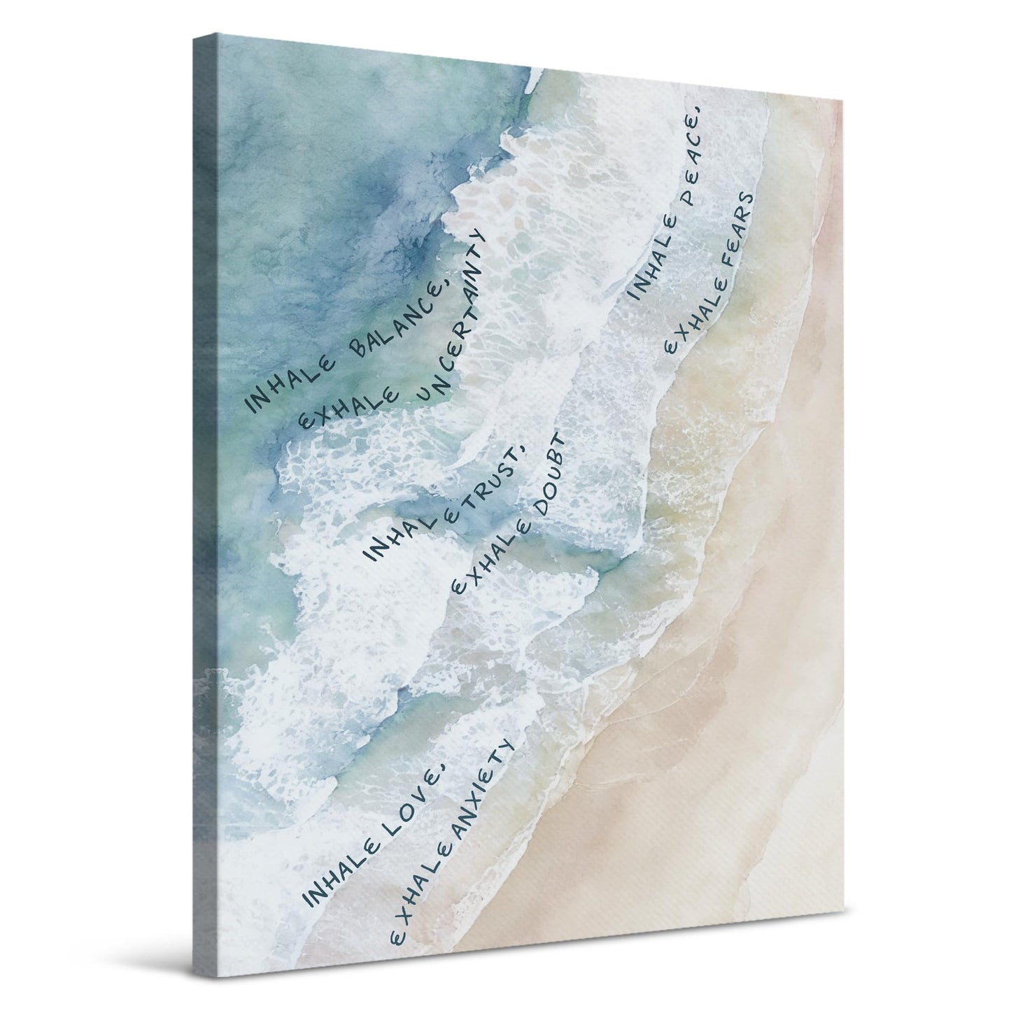 awdschkj Inhale Exhale Mental Health Canvas Wall Art Decor Framed 8x10, Ocean Waves Inspirational Motivational Wall Decor Poster Prints Artwork for Therapy Counseling Office Calm Corner Yoga Room