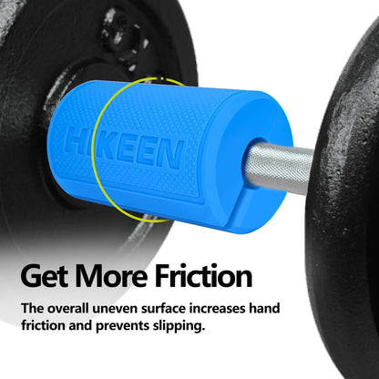 Hikeen Thick Bar Dumbbell Grips, Non Slip Hard Rubber Barbell Grips for Weight Lifting, Muscle Building - 2.75" Outer Diameter