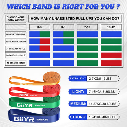 Resistance Bands Set for Men & Women - 4 Levels Exercise Band with Door Anchor, Pull Up Bands for Strength Training, Stretching, Powerlifting, Home Workouts