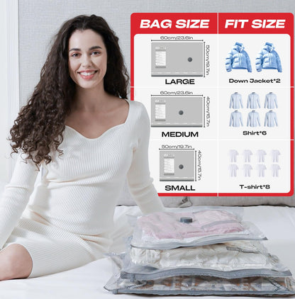 Travel Vacuum Storage Bags with Rechargeable USB Pump, 9 Pack Carry-On Size Compression Packing Bags for Luggage and Suitcase, Space Saver for Clothes and Clothing Travel