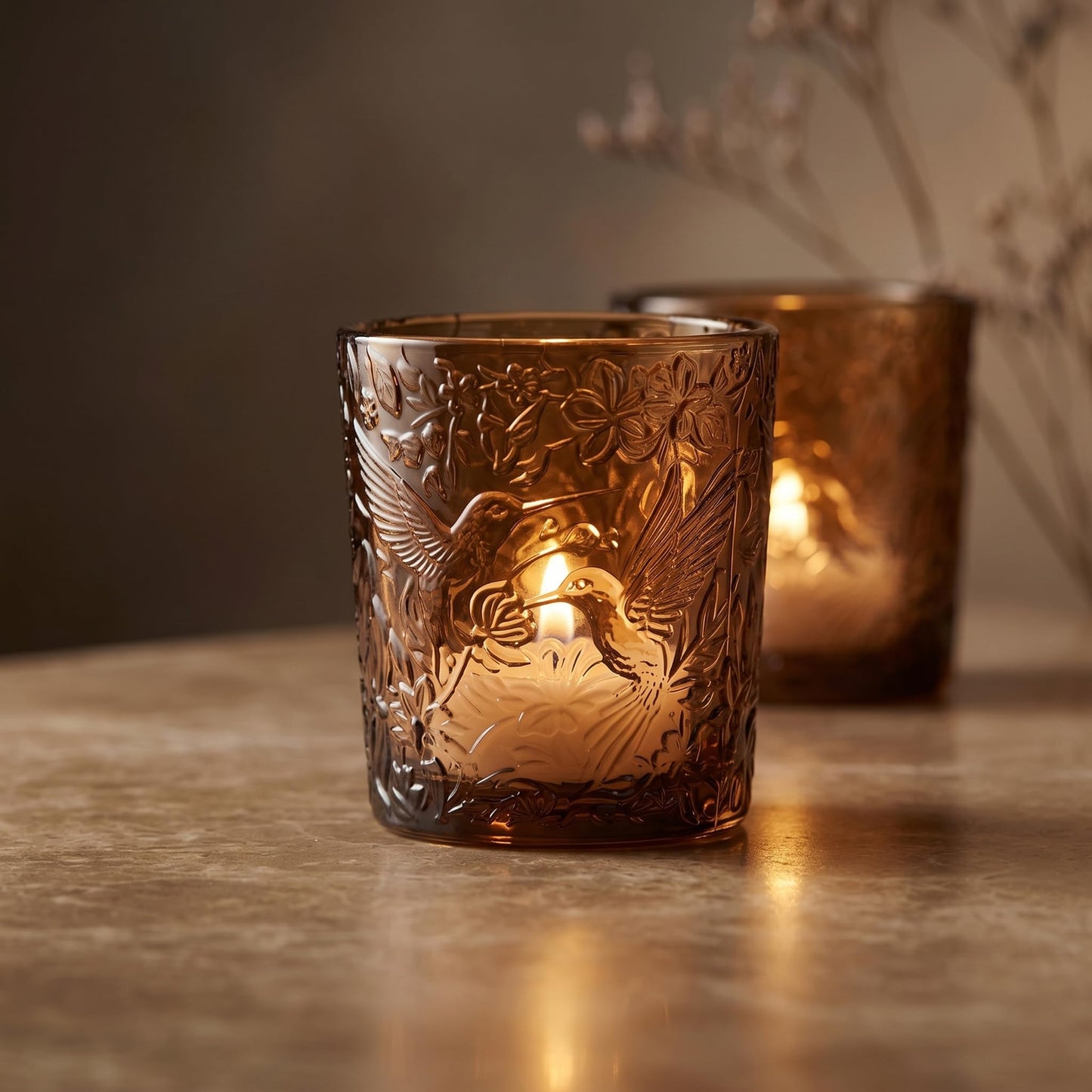 Mocha Hummingbird Tealight Holders, 6 Pack