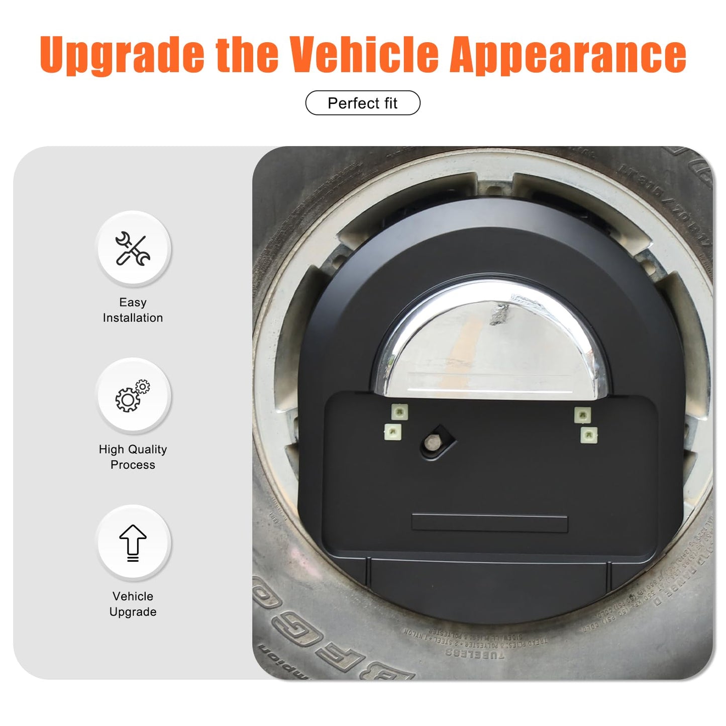 Spare Tire License Plate Frame for Hummer H2 2003-2009 Accessories, Back Spare Wheel Stowage Cover Tag Holder, Rear License Plate Mount Bracket Replacement OEM: 25782333 (Matt Black+Silver)
