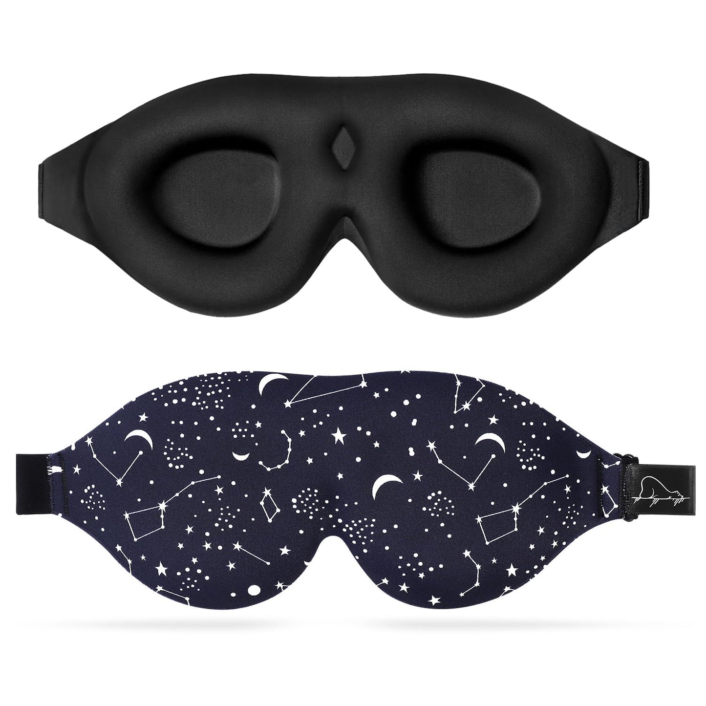 Alaska Bear Sleep Mask for Side Sleepers 2022 Headband Design, Cup-Shaped and Extra-Soft, 100 Blackout Eye Mask Shades Cover for Men and Women Home or Travel, Machine Washable, Black