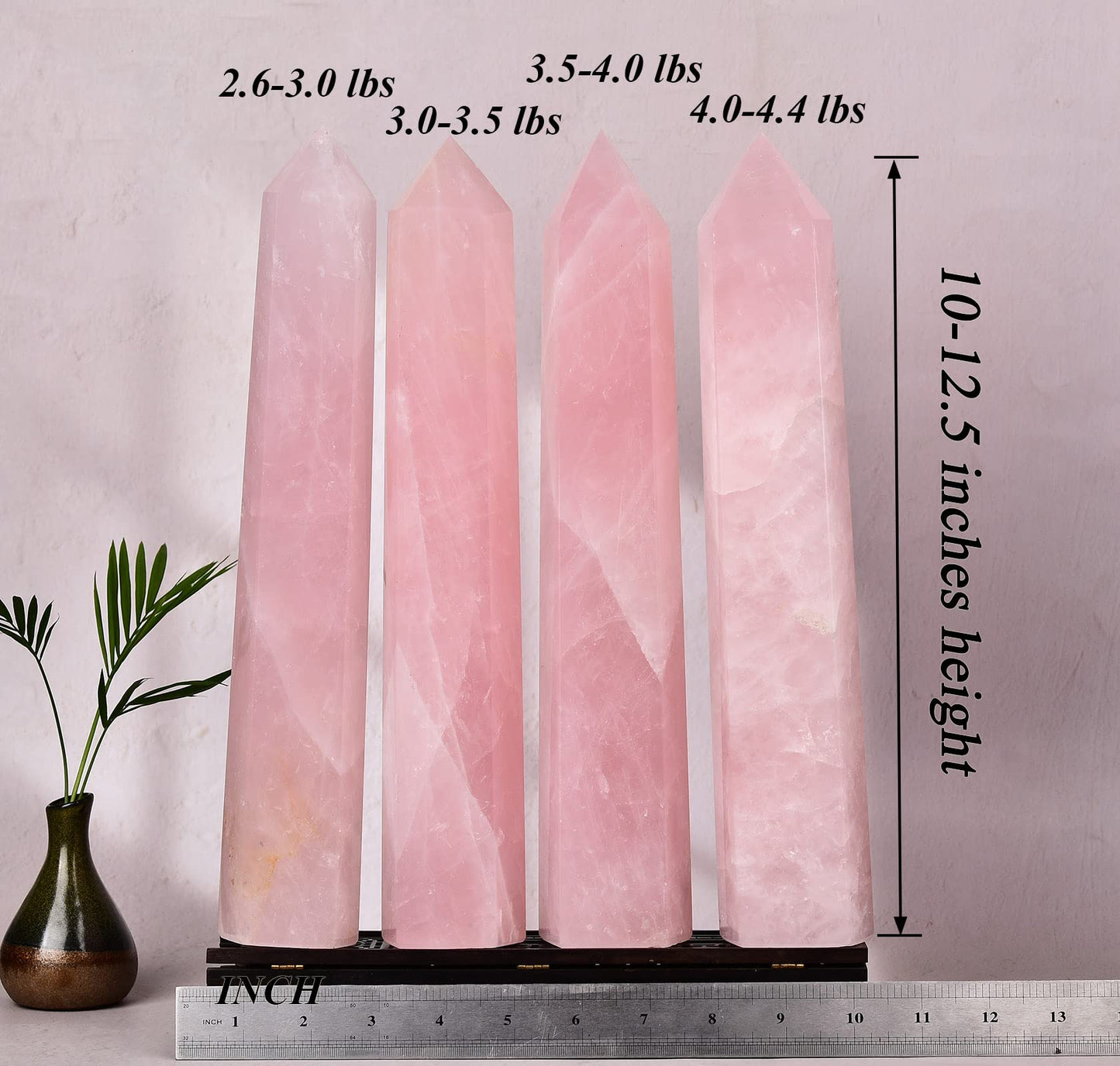 AMOYSTONE Extra Large Healing Crystal Obelisk Tower Rose Quartz Point Wand Crystal Decor Reiki Gifts for Bignners 1.7-2.2 LBS