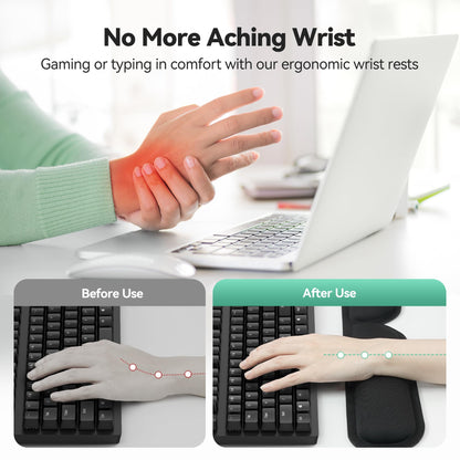 TECKNET 3-in-1 Ergonomic Mouse Pad & Keyboard Wrist Rest Set – Foldable Memory Foam Support, Non-Slip, Portable for Travel, Office, Laptop & Computer Use