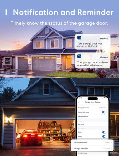 meross Smart Garage Door Opener Remote, Compatible with Apple HomeKit, Amazon Alexa, Google Assistant, CarPlay and SmartThings, No Hub Required