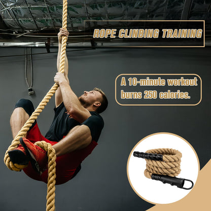GDHSWJ Gym Climbing Rope, Indoor Outdoor Climbing Ropes - Climbing Rope for Adults - 10ft Length, 1.5" Diameter, Climbing Ropes with Hook for Indoor and Outdoor Fitness