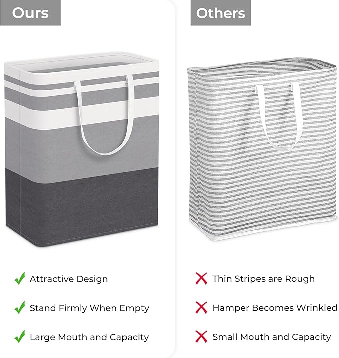 HomeHacks 3-Pack Large Laundry Basket, Waterproof, Freestanding Laundry Hamper