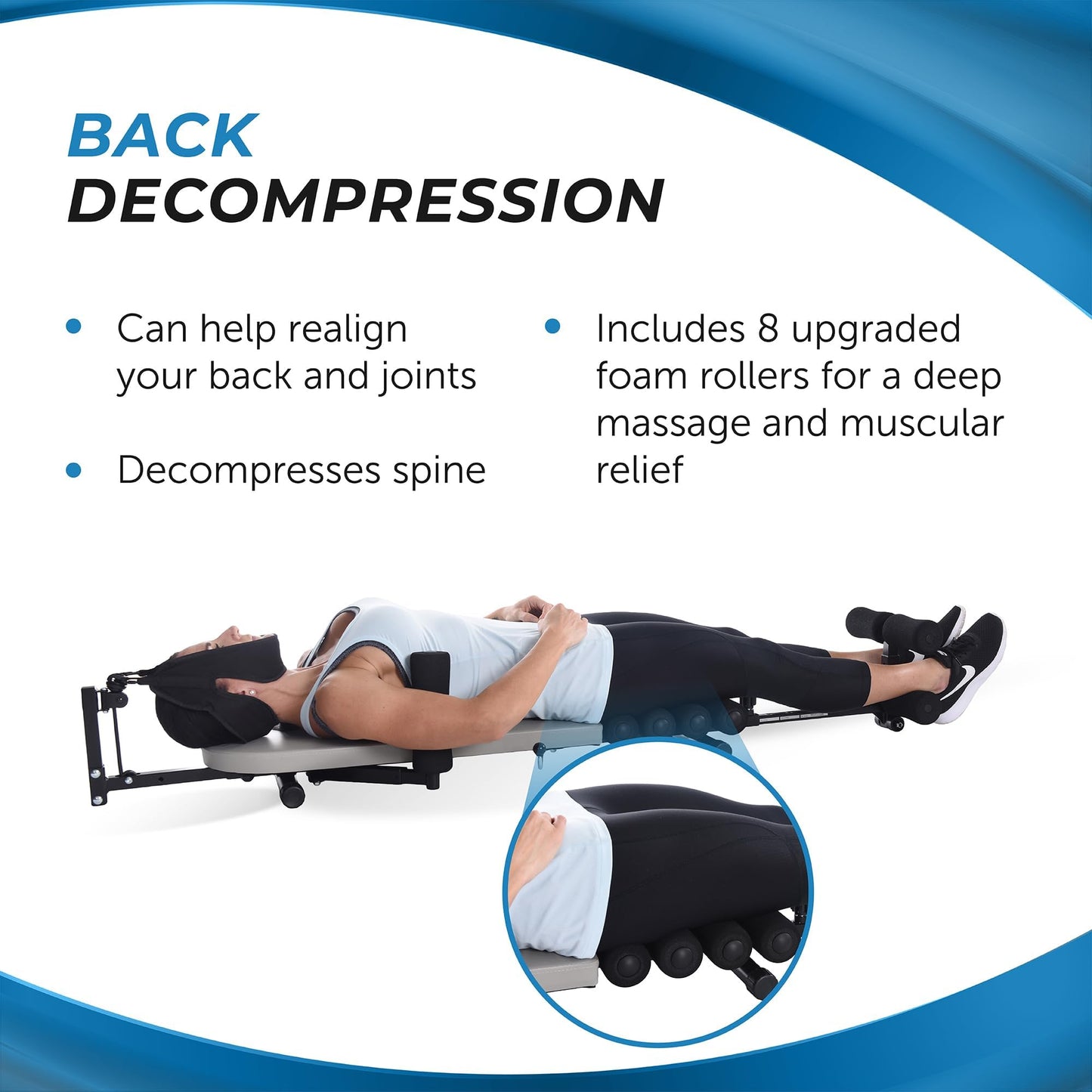 Stamina Inline Back Stretch Bench with Cervical Traction - Back and Neck Decompression - Inversion Table Alternative - Up to 250 lbs Weight Capacity
