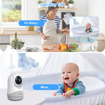 HelloBaby Monitor with Camera and Audio, 5'' Large Screen with 3500mAh Battery, Remote Pan-Tilt-Zoom Camera, Two-Way Talk, ECO-Mode, Auto-Night Vision, Range up to 960ft and No WiFi