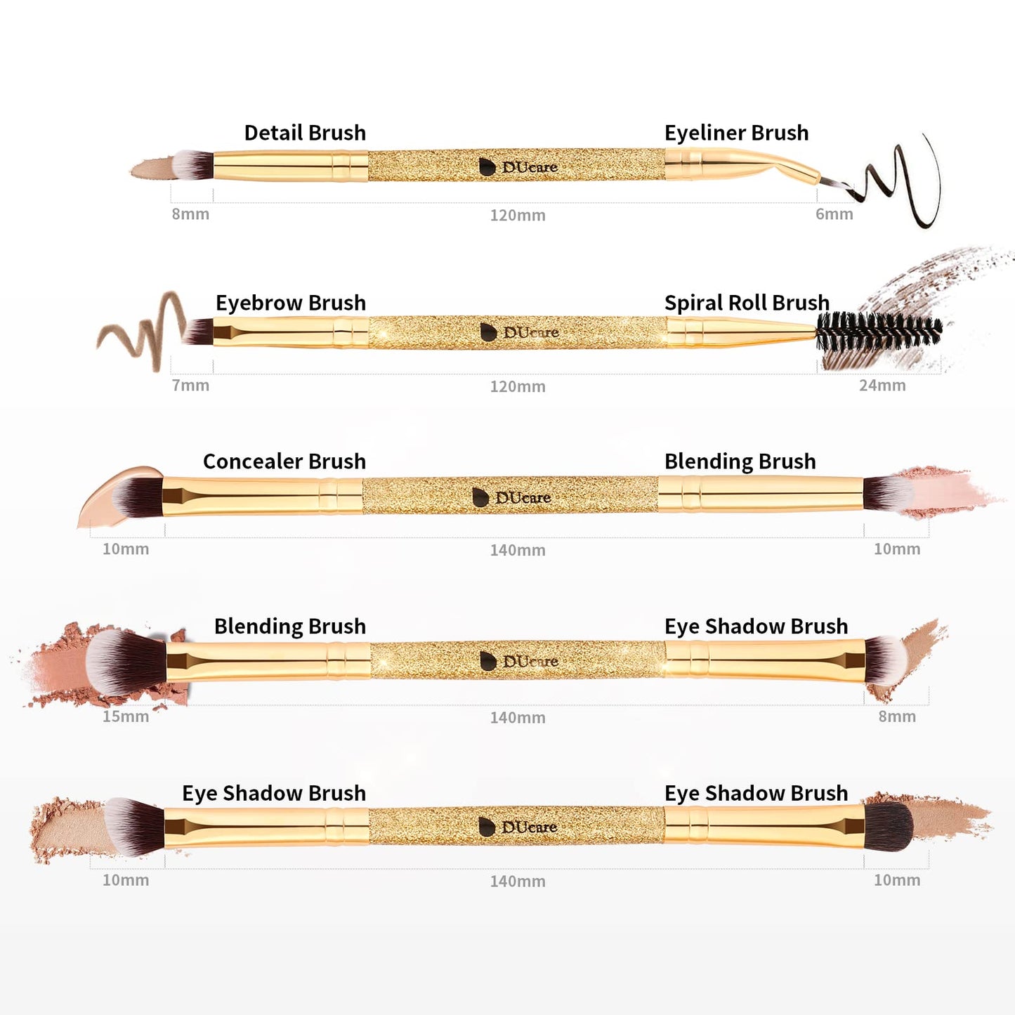 DUcare Foundation Brush Contour Bronzer Makeup Brush Double Ended Self Tanner Brush Sculpting Brush for Blending Liquid Powder Concealer Cream Cosmetics Blush Buffe