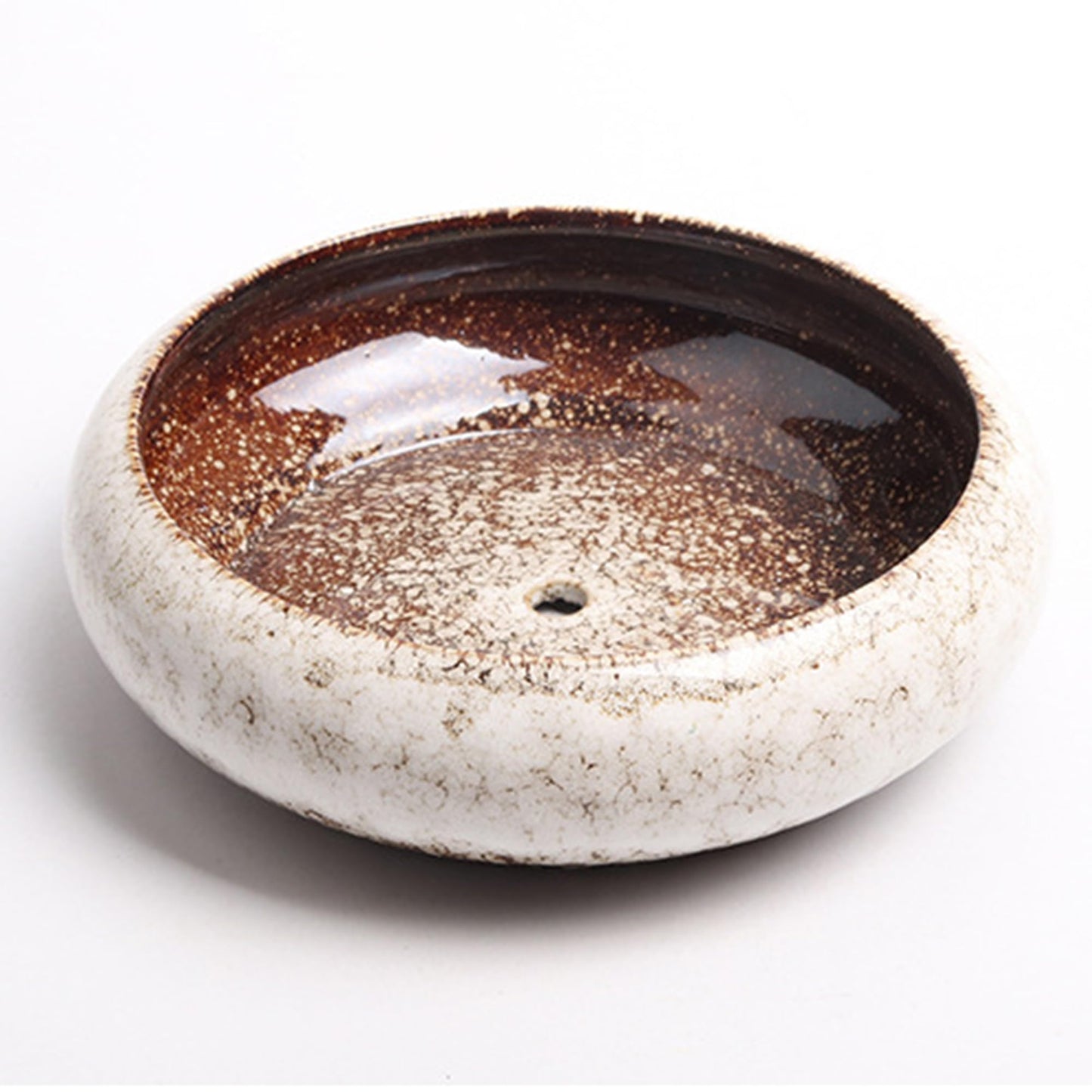 ABCISI Ceramic Succulent Pots: 7.3 inch Large Shallow Planter, Bonsai Pots Succulent Planters with Drainage Hole, Round Glazed Garden Decorative Cactus Flower Plant Container Bowl (White)