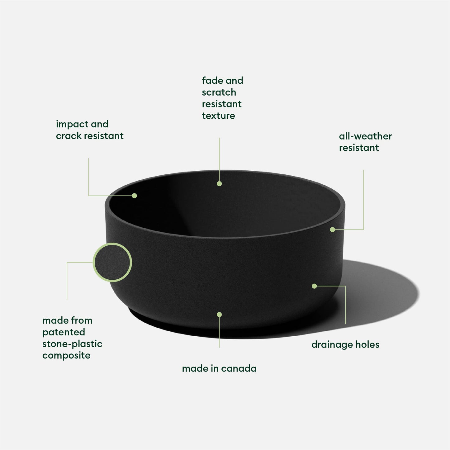 Veradek Mason Series Kona Bowl Planter - Round Planter for Indoor or Outdoor Tabletop/Balcony | Durable Plastic-Stone Composite Material | Modern Décor for Flowers, Succulents, Small Plants