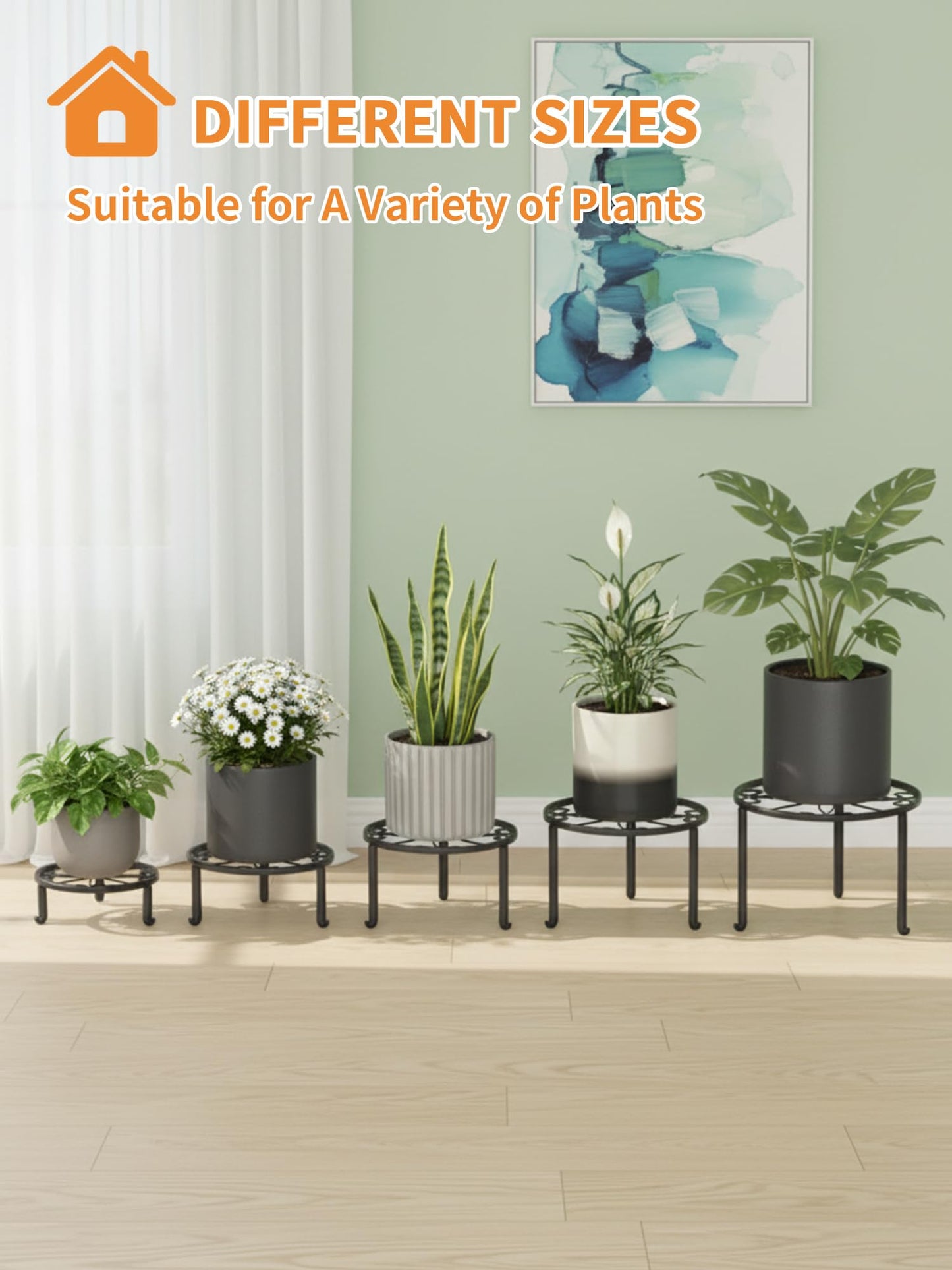 NQW 5 Pack Metal Plant Stand Heavy Duty Metal Plant Shelf for Multiple Plants Anti-Rust Iron Flower Pot Stand Holder for Home Garden