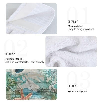 Boccsty Sea Turtle Starfish Fingertip Bath Towels 2 Pcs Tortoise Map Ocean Animal Hanging Hand Bath Towel Tea Bar Towels for Bathroom Farmhouse Tabletop Home Decor