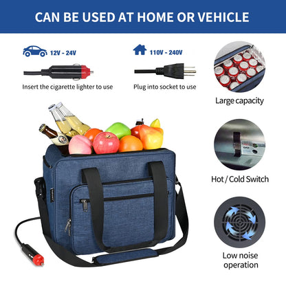 Electric Car Cooler for Vehicles, 26 QT Cooler, Folding and Portable Cool Bag for Cooling Pre-Cooled Food & Drinks, (Not Refrigerator, AC Adapter Not Include