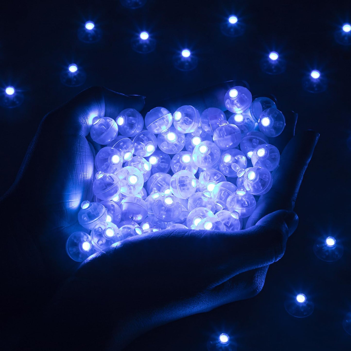 FWYWNL 100pcs Balloon Lights,Round LED Ball Lamp for Latex Balloon Paper Lantern Party Wedding Festival Christmas Halloween Decorative，Long Standby Time Waterpro of Mini Light (Blue)