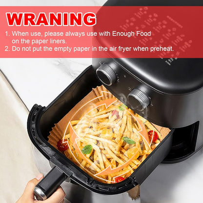 Air Fryer Paper Liners, 125Pcs Parchment Paper, Air Fryer Liners Disposable for Microwave, Non-Stick Air Fryer Liner Square Free of Bleach (8IN)